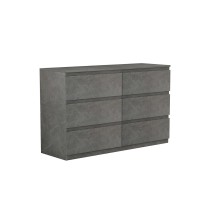 Cómoda de 6 Cajones con Amplio Espacio de Almacenaje - Mármol Gris - 120x40x75 cm - Mueble Moderno para Dormitorio.