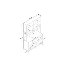 Buffet con Estante en Melamina Blanca, 120x40x189.6 cm - Estantería de Cocina con Múltiples Espacios de Almacenaje