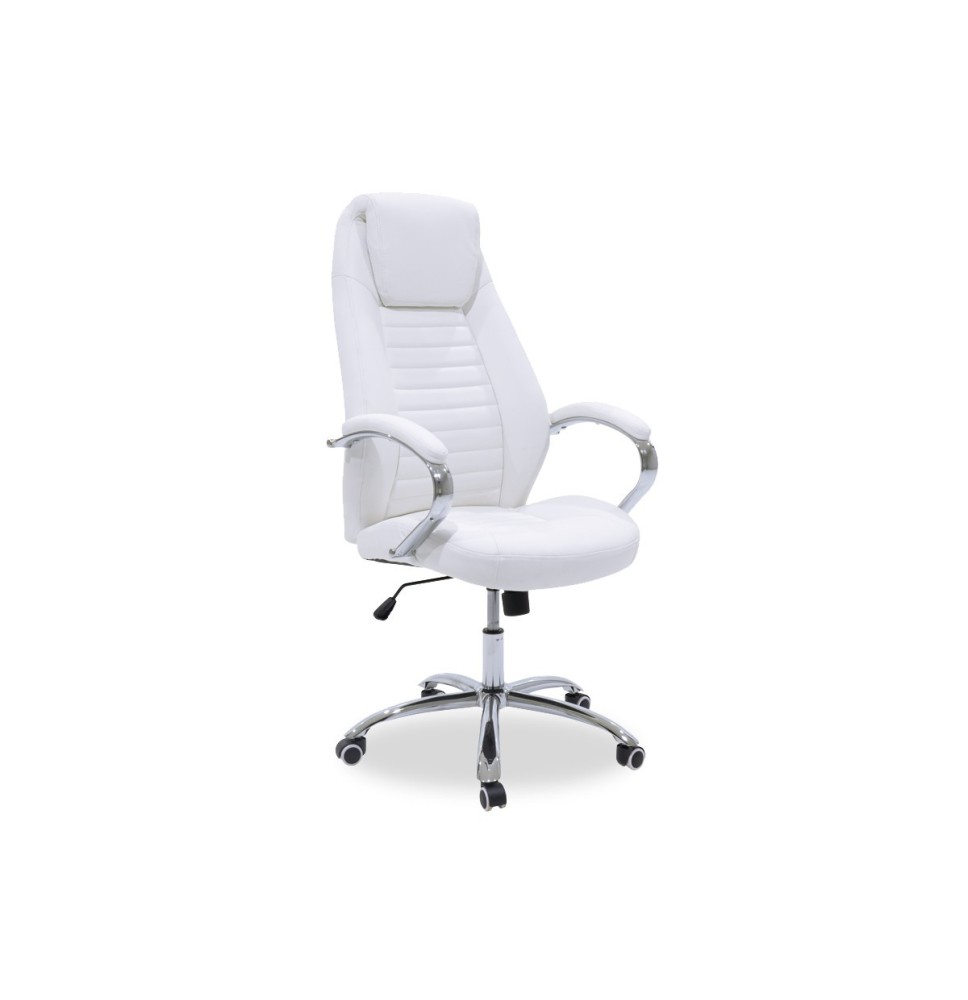 Sillón de Oficina Manager con Piel Sintética Blanco - 128/120 x 57 x 61 cm.