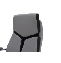 Sillón de Dirección en Piel Sintética Negro-Gris - 125/117 x 64 x 60 cm - Patas Metálicas.