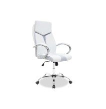 Sillón de Dirección en Piel Sintética Blanco - 125/117 x 64 x 60 cm - Patas Metálicas.