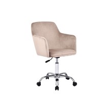 Silla de Oficina en Terciopelo Rosa con Patas Metálicas - 94/80x55x54 cm, Estilo Elegante y Confortable.